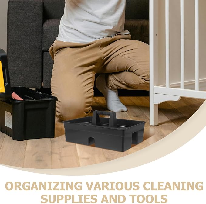 DOITOOL Plastic Tool Box Organizer with Handle, 3 Compartments Cleaning Supply Caddy for Household and Environments, Space Efficient and Versatile Storage Basket
