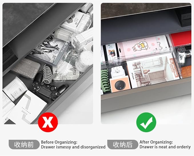 Guo's hyekbe 8 Pack 3.2 Inch Tall ABS Drawer Divider -Expandable from 10.9-20.5''-Adjustable Dresser Drawer Plastic Organizer Separators for Flatware, Utensil, cosmetics，Underwear，office supplies