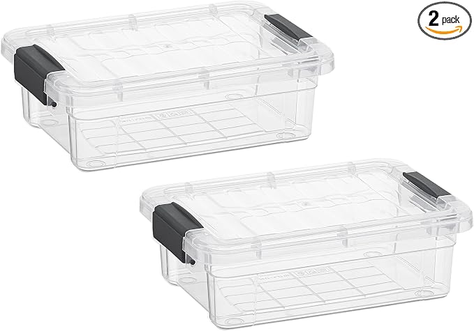 Superio 1.27 Quart Clear Plastic Storage Containers with Lids, Stackable Organizer Bins, BPA-Free Storage Boxes for Home, Office, Dorm & Classroom, 2 Pack