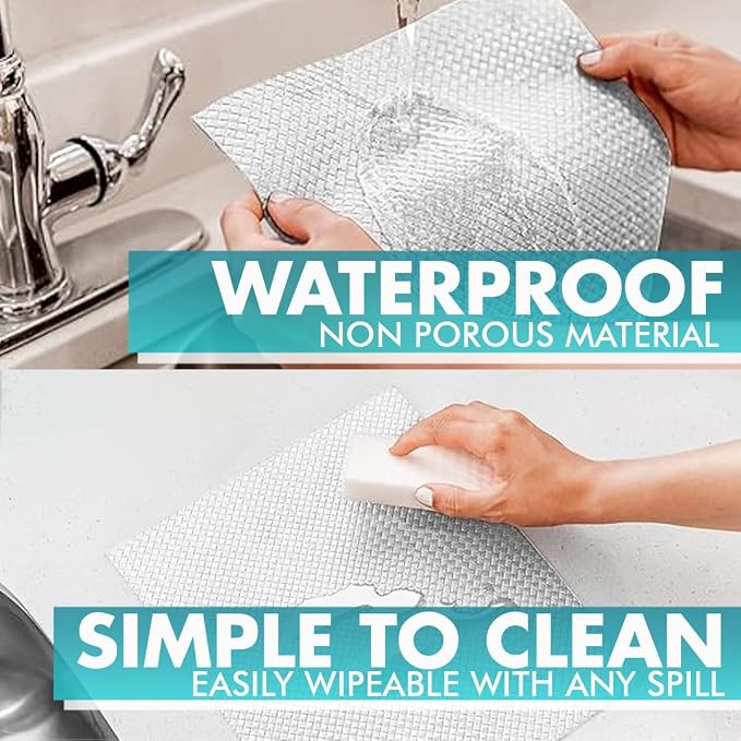 Shelf Liner, Drawer Liner & Kitchen Cabinet Liner – Thick Waterproof Rubber Refrigerator Liners, Fridge Mat, Wire Shelf Cover for Dresser, Pantry, Bathroom, Closet & Toolbox