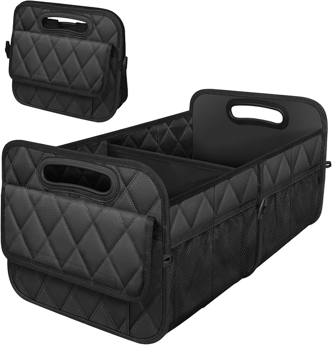 Deosk Car Trunk Organizer for SUV, Car Organizers and Storage with Reinforced Handles, Car Accessories for Women/Men 50LWaterproof Polyester Trunk Organizer, Black