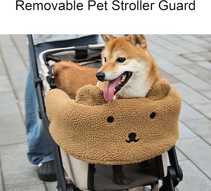 Keenso Pet Stroller Guard, Easy Installation, Protects from Rough Edges, Pet Stroller Front Guard Fits Most (Brown)