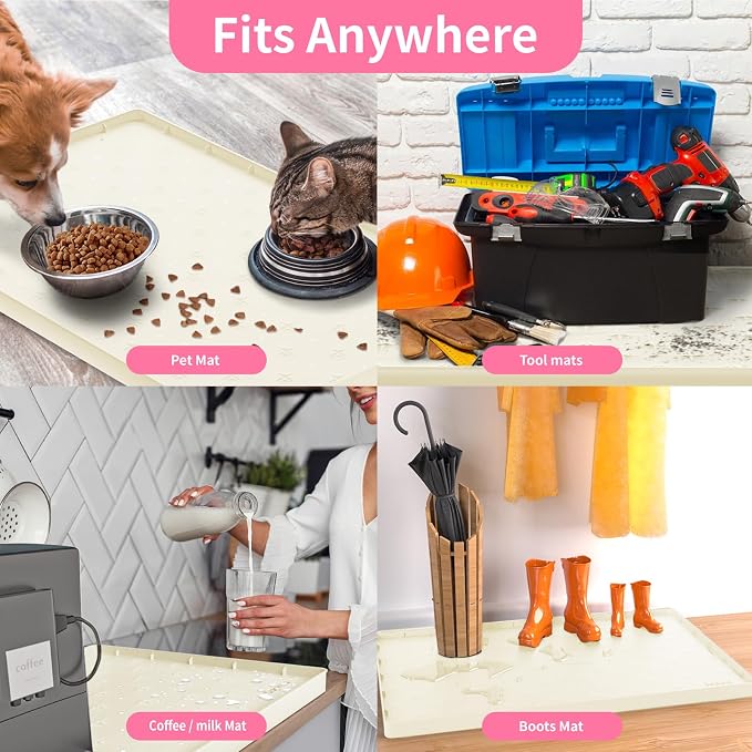 Sdpeia Under Sink Mat 19"×19" Waterproof Silicone Cabinet Liner & Sink Protector for Kitchen & Bathroom, Multi-Purpose Organizers Tray for Pets, Laundry, Cat Litter Mat