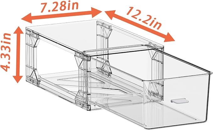 4 pack clear Drawer-Type Plastic Storage Box Bins Organizer，Family First Aid Kits Medicine cabinet Box Organizer,Closet ，Shelf，Ointments, Adhesive Bandages，Cosmetics,Office Items (clear, ZZ4L)