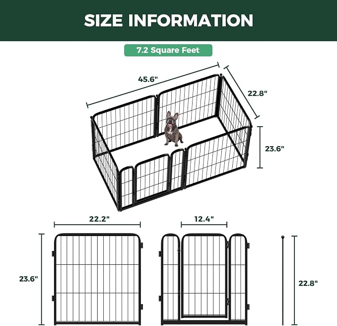 FXW Homeplus Indoor Dog Playpen, 24" H, 6 Panels, for Puppies & Small Dogs | Stress-free play, Heavy-duty, Semi-open design, Easy setup, Threshold-free gate, Expandable, Patented
