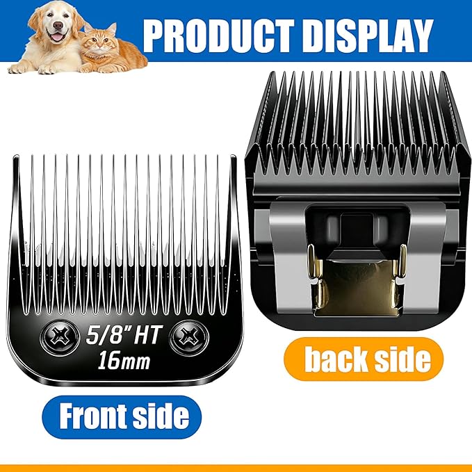 Dog Grooming Replacement Blades Compatible with Andis Dog Clippers,Most OsterA5, Wahl KM Series Pet Clippers for Animal Dog,Cat,Horse (Black-5/8 HT-2PCS)