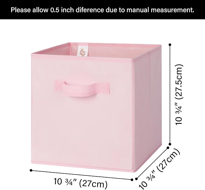 GRANNY SAYS Pink Cube Storage Bins, 11 Inch Storage Cube Organizer, 8-Pack | Collapsible Storage Boxes with Thickened Base Plate, Sturdy Handles, Decorative Baskets for Shelves, Closet