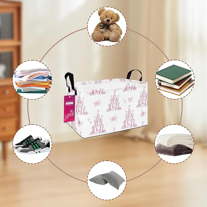 Rectangular Castle Storage Basket | Gifts Bag for Toys,Books,Clothes,Gifts,Pets-Perfect for Home,Office,Nursery,Dorm,Shelf