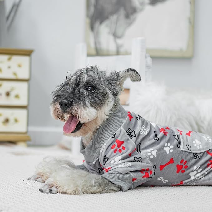 PUPTECK Soft Fleece Dog Pajamas for Small Medium Dogs, Dog Onesie Puppy Sweaters Clothes Jumpsuit Pjs, Cute Jammies Cat Coat Pet Costume Apparel