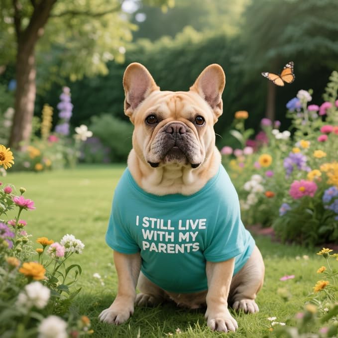 French Bulldog Shirt for Small Dog Clothes Breathable Stretchy Costumes(L) | Miss Pet,I Still live With My Parents Printed Puppy T-Shirts Cat Tee