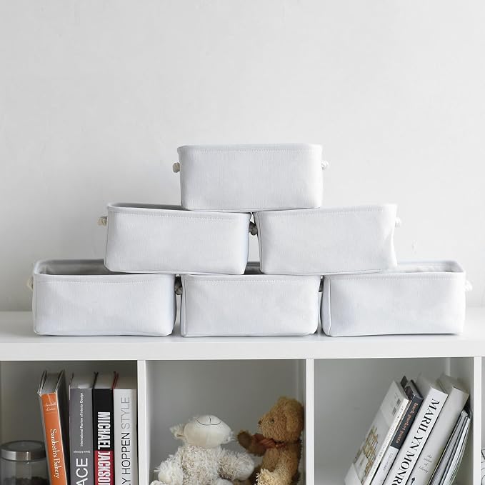 Storage Basket for Gifts Empty - 11.8x7.8x5.2 inch 1 Pack Fabric Storage Cubes, Nursery Organizers and Storage for Closet Cloth Toy Book (White)