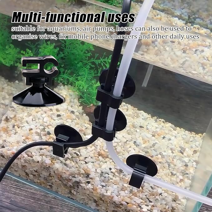 ZORZA 20Pcs Multi-Functional Aquarium Suction Cup Clips for Secure Organizing Double Tube Power Cord Clip Holder Fish Tank Wire Organizer with Strong Suction Cups for Aquarium Accessories