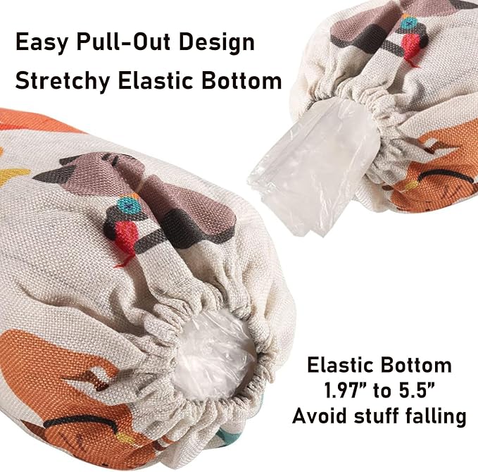 2Pcs Cat Plastic Bag Holder for Kitchen Essentials, Reusable Hanging Grocery Bag Organizer, Washable Large Grocery Trash Bags Storage Dispenser