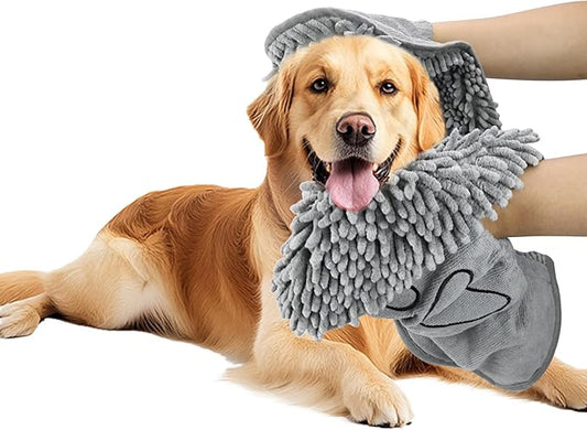 Puomue Microfiber Dog Towels for Drying Dogs, Super Absorbent, Soft and Quick Drying Pet Grooming Towel, 31Inch X 13Inch, Perfect Pets' Shower & Bath Supplies for Dog and Cat, Machine Washable, Grey