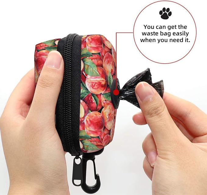Peaches Pet Waste Bag Dispenser 0.2L | Portable Dog Poop Holder Waste Bag With Zipper Park Doggy Walking Accessory