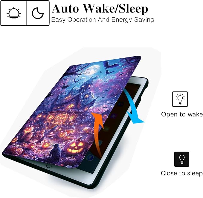 for Microsoft Surface Go 4/3/2/1-10.5" 2021 Tablet Case,Auto Wake/Sleep,Adjustable Stand Protective Cover - Halloween Pumpkin House