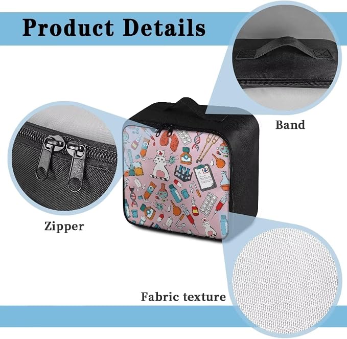 Nurse First Aid Bag Empty Medium Cat Pattern First Aid Pouches Empty Cute Empty Emergency Trauma Kit Organizer Bag for Hiking, Camping, Car, Travel, Home, School and Outdoor Pink