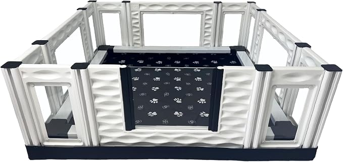 EZclassic Windowed Dog Whelping Box with Rails, Large 48"x48"x18" | Padded puppy whelping supplies with black pad, comfortable for mother and puppies, easy cleanup