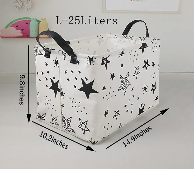 Kid Storage Basket Gift Shelf Basket Toy Storage Bin, Nursery Basket Organizer Box for Children Room Deco With Handles (Star)