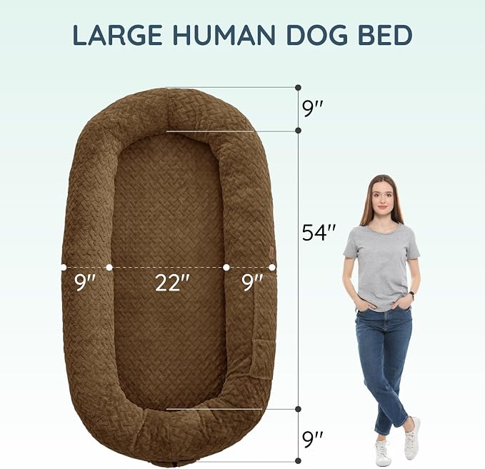 ChiXnuggle Faux Fur Washable Human Dog Bed Cover（Only Human Dog Bed） | 72*40*10,removable replace cover,soft fur,non-slip bottom,brown