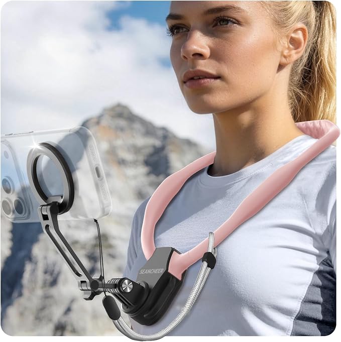 【2026 Extended Long】 Magnetic Neck Mount for Phones,Neck Phone Holder | 27.6"Hands Free Pov Phone Holder Chest Mount for iPhone17–12 & Android,Go Pro DJI,Camera Shoulder Supports