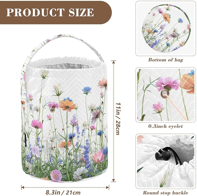Tatenale Crochet Bag Yarn Bag Knitting Project Bag with Pockets and Handle Portable Yarn Storage Organizer Tangle Free 8.3x11 InchWildflower Blomming27