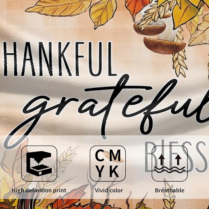 Giwawa Fall Autumn Towel Set of 2 Thankful Grateful Blessed Pumpkins Sunflowers Hand Face Towels Thanksgiving Harvest Soft Microfiber Gym Spa Dish Towel for Bathroom Guest Hotel Season Decor