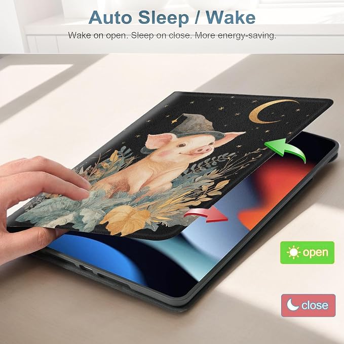 for Samsung Galaxy Tab S8/S7 2022/2020 11 Inch (SM-X700/X706/T870/T875/T878) Tablet Protective Cover with Adjustable Stand and Magnetic Auto Wake/Sleep,Cute Pig Wizard