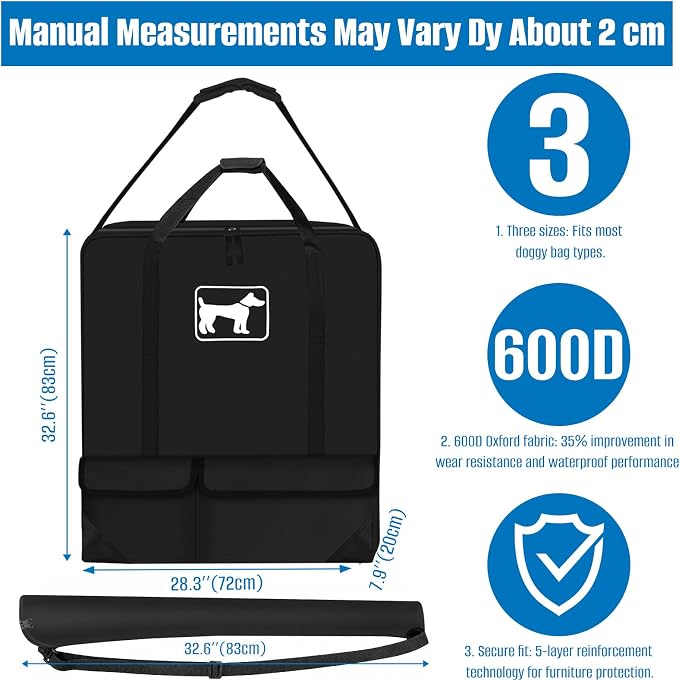 SIRUITON 2PcsThick 600D Dog Playpen Storage Bag Fit 32" H 8 Panels 9 Stakes | Suitable for Foldable Exercise Pet Playpen, Dog Fence Travel Bag with Reinforced Double Handles & Two external pockets.
