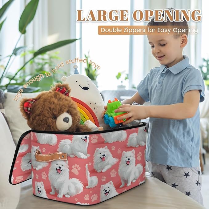 Dogs Storage Box with Zipper Lid