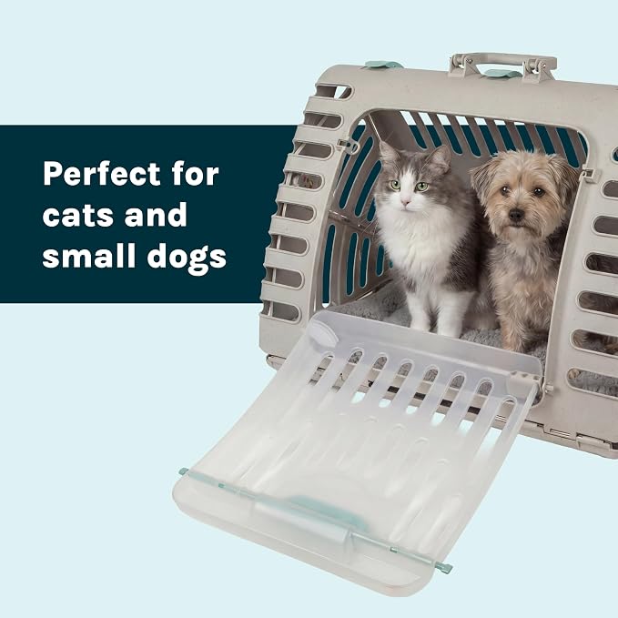 SportPet X-Large Hard-Sided Travel Cat Carrier - Cat Carrier with Patented Wide Side-Opening Door, Foldable Portable Pet Carrier with Removable Bed for Cats & Small Pets up to 35lbs - Gray