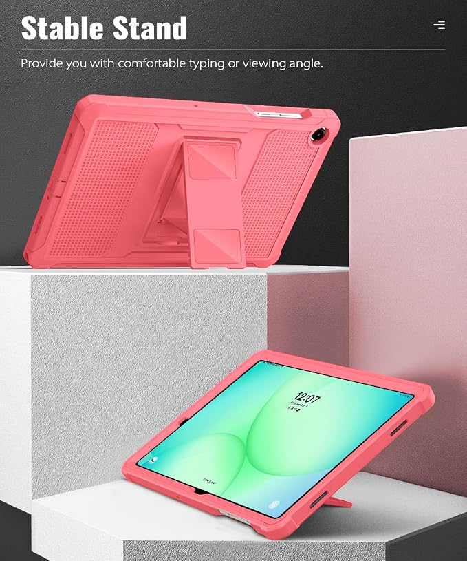 MoKo Shockproof Case Fit Samsung Galaxy Tab A11+ Plus/ A9+ 11 Inch | Full Body Rugged Stand Back Cover with Built-in Screen Protector for Galaxy Tab A11+/ A9+ Tablet, Watermelon Red