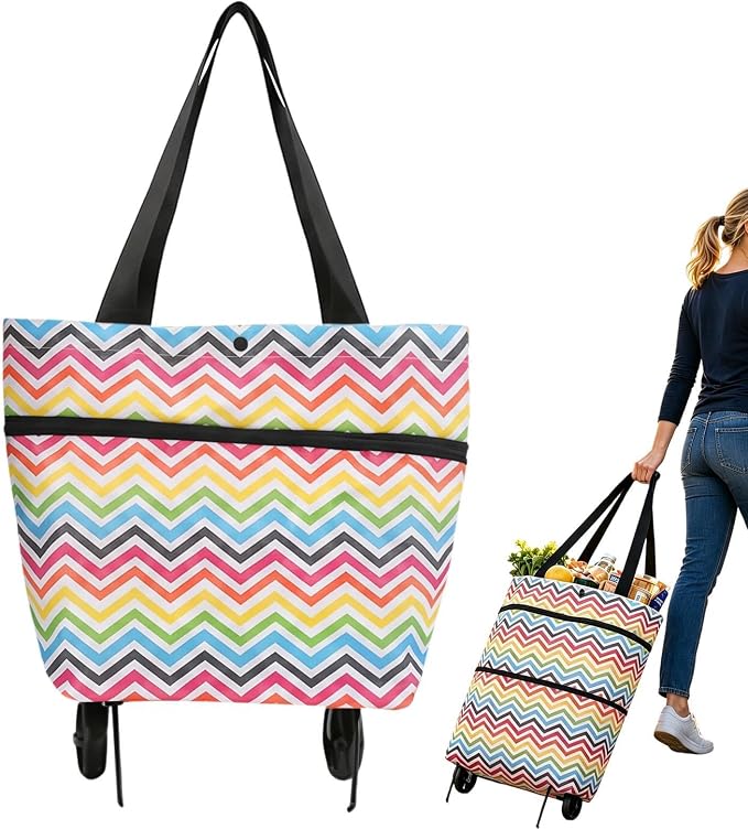 Rolling Shopping Bag, Heavy Duty Portable Tote, Compact Folding Cart Bag | Outdoor Shopping Cart Bags for Market Travel Apartment Commuting Cabinet Picnic Camping Car Truck Laundry Pet Storage