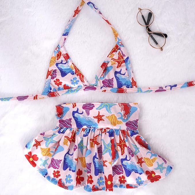 Generic Dog Bikini Swimsuit Puppy Beach Dress Summer Dog Clothes Female Girl Adjustable Pet Skirt Outfit Lightweight Puppy Vest Shirts Cat Apparel Dog Bathing Suit for Small Medium Dog, X-Large