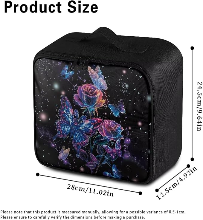 First Aid Empty Pouch Galaxy Butterfly Rose Medical Organizer for Hiking Travel and Daily Carry Features Water-Repellent Fabric Washable Interior Quick-Grab Handle