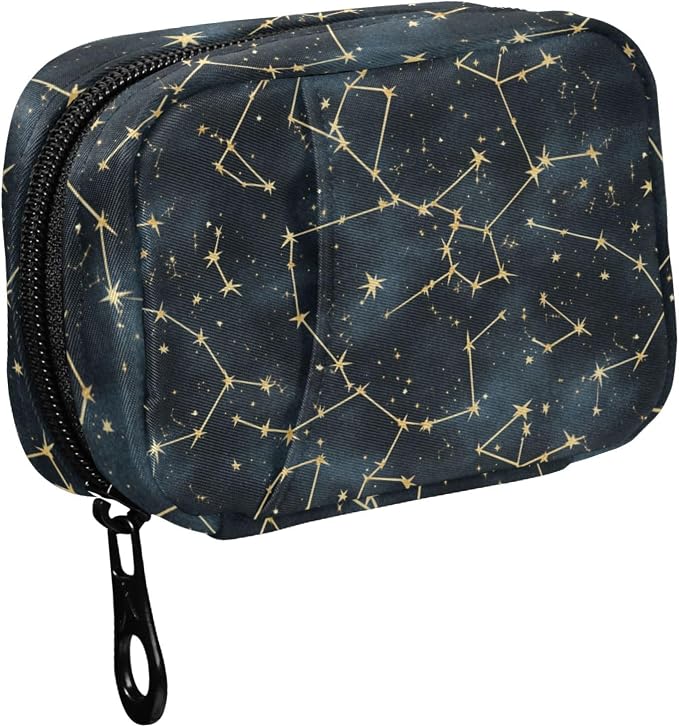 Fustylead Beautiful Constellation Mystic Stars Pill Organizer and Storage Weekly with Zipper, Removable Pill Box Portable Medicine Organizer for Vitamin Fish Oil Supplement
