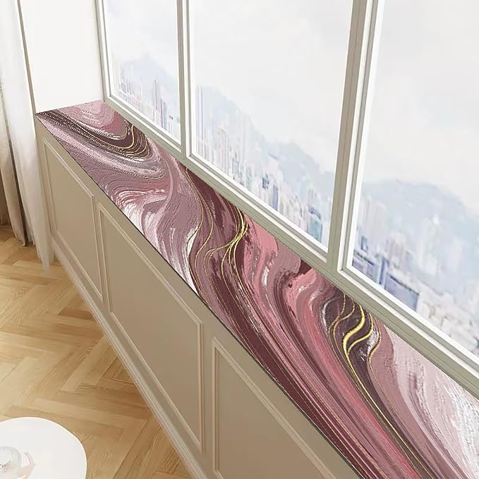 Cut-to-fit Narrow Window Sill Mat,Absorbent Window Sill Cushion Pad Non-Slip Backing,Customizable Decorative Window Sill Protector Cover for Dog Cat Pets(39" L x 6" W, Purple A)
