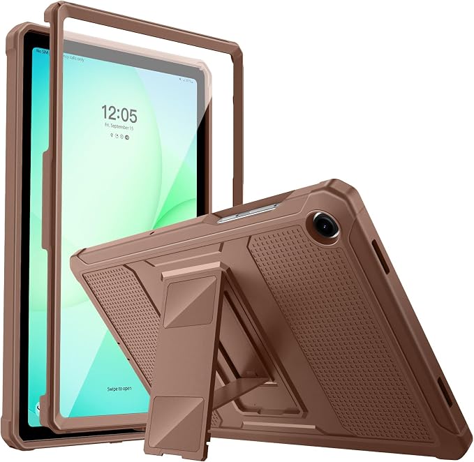 MoKo Shockproof Case Fit Samsung Galaxy Tab A11+ Plus/ A9+ 11 Inch | with Screen Protector, Heavy Duty Shockproof Protective Case, Bright Brown