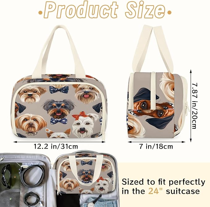 Pet Dog Travel Toiletry Bag with Handle | Wet & Dry Separation, Full-Size Bottle Friendly, Leak-Proof, Waterproof, Easy to Clean, for Travel, Gym, Home