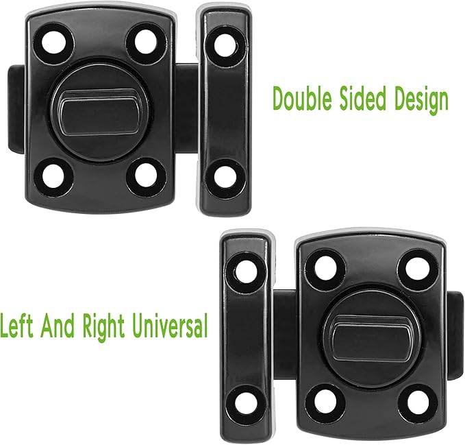 2 Set Black Rotate Bolt Gate Latches,Enhanced Security for Doors | Zinc Alloy Cabinet Lock,Pet Door Lock, for Drawer,Storage Box,Locker,Closet,Pet Cage,Wine Cabinet,Protect Privacy