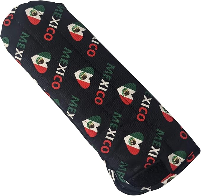 Case/Cover [Heat Resistant] for Curling Irons, Flat Irons or Straighteners, and Styling Irons, Silicone Coated Lining and Quilted Cotton Pouch for Travel, Gym, or Home [Mexico Flag]