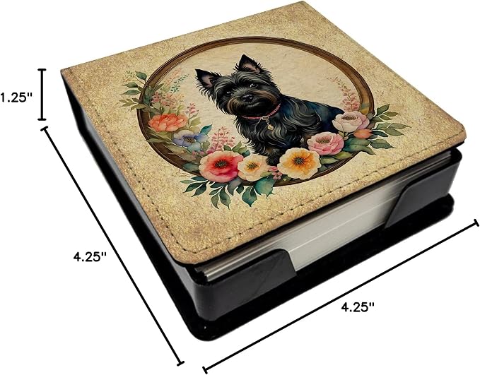 Caroline's Treasures Cairn Terrier and Flowers PU Leather Note Paper Holder with Artist-Designed Cover, Desk Accessory, Office Gift