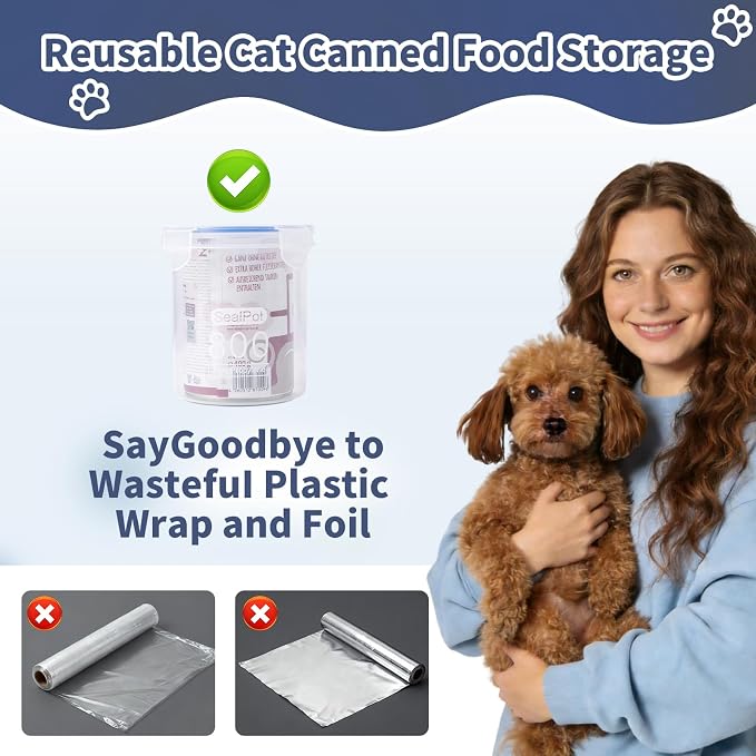 SLSON Dog Canned Food Storage Container for 13oz,13.2oz,12.5oz,12.8oz Dog Cans, Transparent Plastic Pet Food Sealer with Airtight Snap-Lock Can Cover Lids to Keep Pet Food Fresh No Fridge Odor
