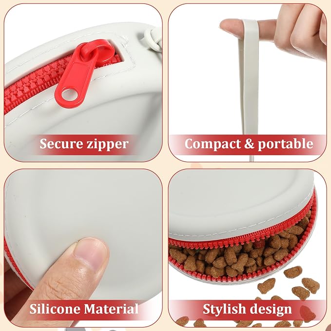 jojofuny 2pcs Silicone Pet Treat Pouch for Dog Training with Reliable Zipper, Portable Round Storage Bag for Small Items and Keys, Stylish Travel Organizer the Go