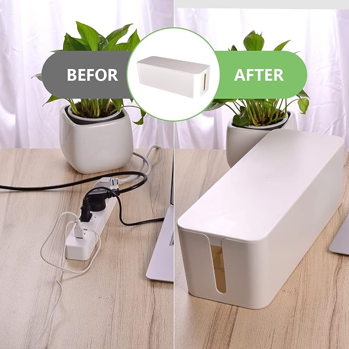 Cable Management Box, Large Cord Organizer Box to Hide Power Strip | Under Desk Cable Organizer, TV Computer Wires Cord Organizer, Cable Management Set, for Home/Office