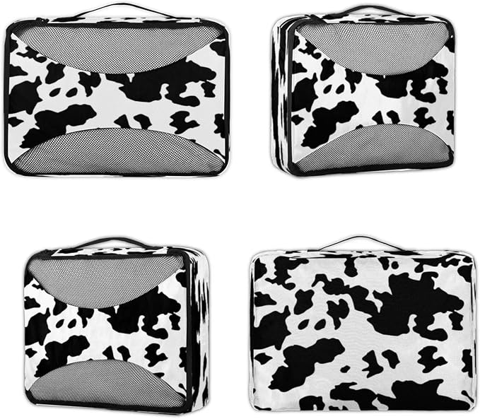Milk Cow Print Packing Cubes for Travel, Luggage Packing Organizers, Farm Animal Travel Accessories Large Toiletries Bag for Clothes Shoes Cosmetics Toiletries