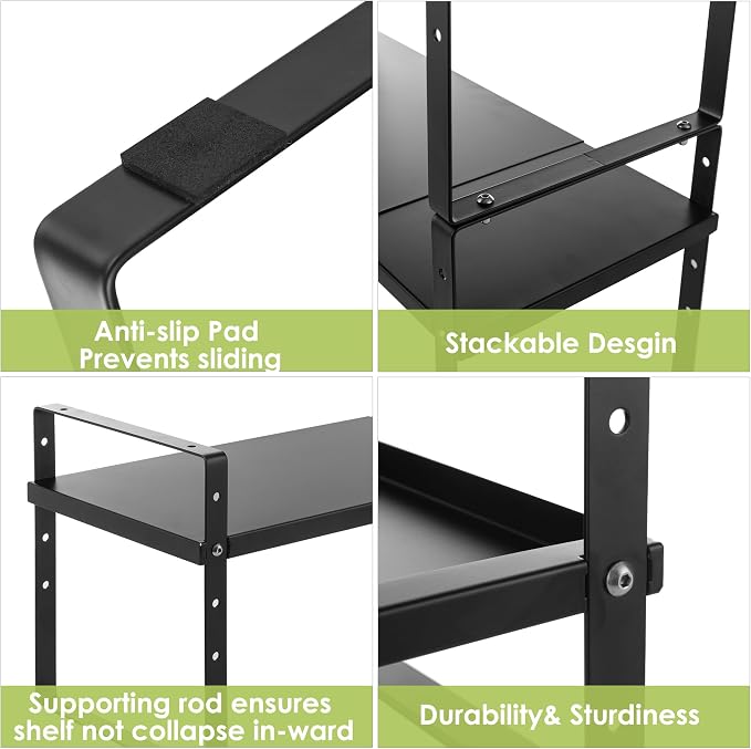 Across-Star Expandable Cabinet Shelf Organizer Rack, Stackable Kitchen Counter Storage Shelves Stand, Adjustable Height Pantry Shelf Spice Rack