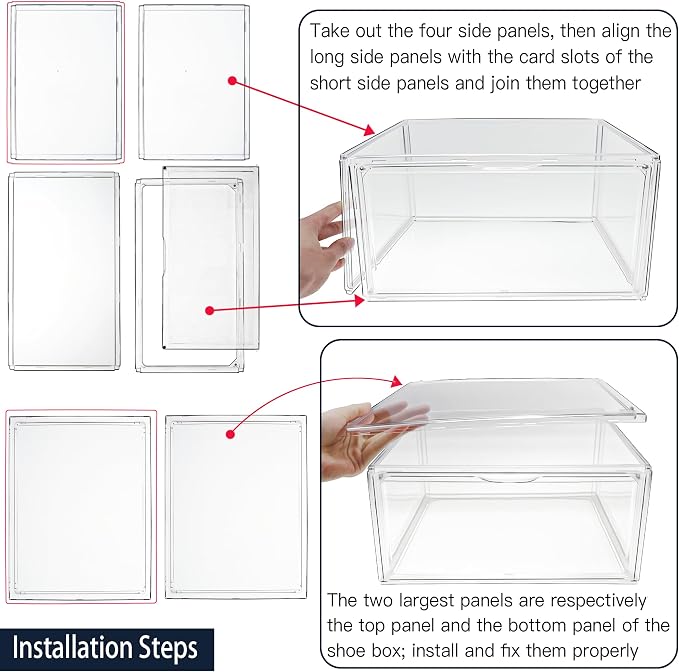 1 Pack Acrylic Shoe Boxes for Flat, Loafer & Small Space, Fits Size 12.5 | Magnetic Side Door, Space-saving Clear Shoe Storage Boxes, Acrylic Display Case, Shoe Containers for Entryway & Sneaker