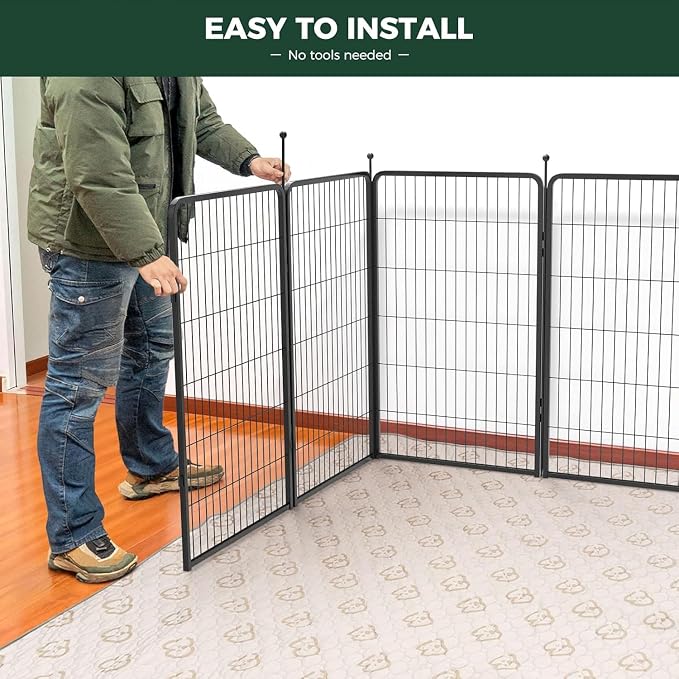 FXW Rollick Dog Playpen with Divider Connectors, 45" H, 16 Panels | Heavy-Duty & Easy setup Play Area, Two-Zone Layout, Indoor & Yard, For Large Dogs, Patented