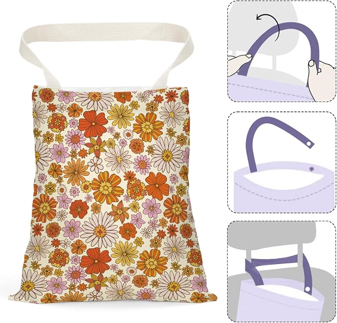 Car Trash Bag Car Garbage Bag Hanging Cars Trash Can Spring Decor Waterproof Cars Back Seat Organizer for Vehicle Travelling Camping Flower Daisy Decor